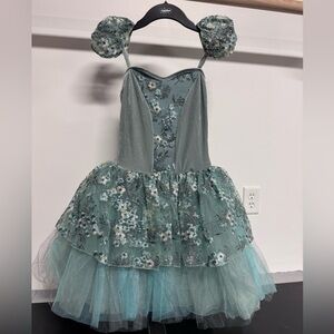 NEW Curtain Call Green Floral Tulle Tutu Ballet Dance Costume CXL Child XL